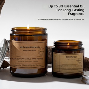 Juego de Velas de Cera de Soya Semimanuales Sin Humo en Frascos de Vidrio Cilíndricos con Aroma a <span class=keywords><strong>Gardenia</strong></span> y Ámbar, Decoración para el Hogar, Regalo - Product Image 2