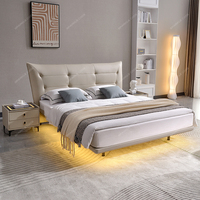 Lit italien flottant de luxe SPARKLE Lit moderne simple en tissu microfibre Lit suspendu double pour chambre principale