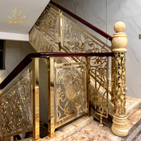 Luxuriöses Geschnitztes Aluminium-Messing-Geländer Modernes Design Bodenmontiert für Treppen und Balkon Balustrade