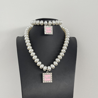 Bracelet-collier TLOD Sorority avec breloque en émail rose et strass, imitation perles, bijoux pour les membres, cadeau pour les femmes