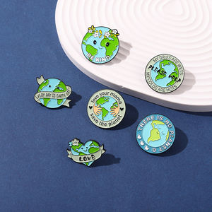 PIN de esmalte de <span class=keywords><strong>planeta</strong></span> Save Planet, broche de solapa verde que <span class=keywords><strong>NO</strong></span> se puede reciclar, para el día de la tierra, contra el calentamiento Global, insignia ambiental - Product Image 3