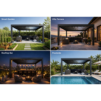 Pergola en aluminium entièrement automatique SOL, auvent extérieur motorisé à toit à lames orientables, gazebo imperméable pour une vie moderne en plein air