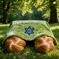 Ensemble de couvre-challah et kippa brodés en feuilles de palmier vertes de qualité supérieure, cadeaux juifs, décoration de table de Shabbat pour la maison