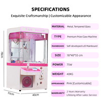 Mini machine à griffes rose de table à monnayeur, super mini machine à griffes pour jouets, pour centre de divertissement et enfants