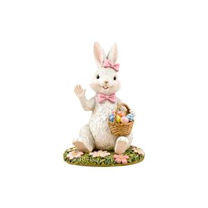 Figurine <span class=keywords><strong>de</strong></span> <span class=keywords><strong>lapin</strong></span> assis mignon personnalisée - Décoration <span class=keywords><strong>de</strong></span> Pâques en résine <span class=keywords><strong>de</strong></span> qualité supérieure avec base florale et panier à œufs, idéale pour l'exposition - Product Image 1