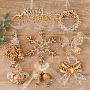 Adorno Colgante Acrílico con Diseño de Copo de Nieve y Árbol de Navidad, Degradado Semitransparente Dorado, para Decoración Navideña del Hogar y Ventanas - Product Image 6