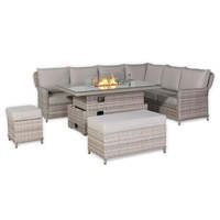 Ensemble de canapé d'angle haut de gamme avec foyer intégré et table relevable pour droitier