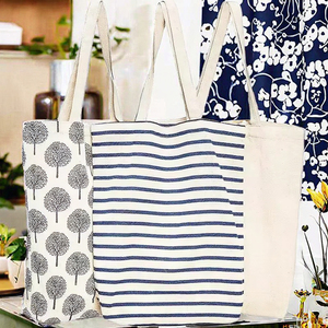 Bolsa de Compras de Lona Reutilizable con Logotipo Personalizado, Bolsa de Mano Mediana de Algodón Orgánico Reciclado, con Patrón de Letras - Product Image 3