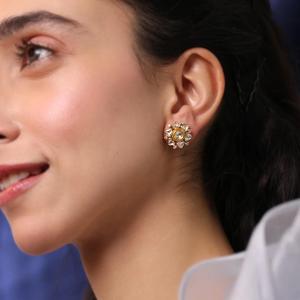 Boucles d'oreilles clous en diamant rond brillant de créateur, en argent sterling 925, bijoux fins pour cadeau d'anniversaire - Product Image 3