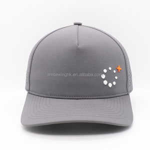 100% Polyester 5-Panel Adjustable Baseball Cap with Affixed Cloth Embroidery Logo Unisex Street Style Design - Product Image 1