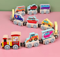 Train en bois avec animaux marins pour enfants, cadeau d'anniversaire, cadeau de Noël, jeu pour enfants d'âge préscolaire