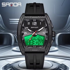 SANDA 6331 <span class=keywords><strong>Orologio</strong></span> al Quarzo <span class=keywords><strong>da</strong></span> Uomo di Lusso, Impermeabile 5BAR, Bracciale Sportivo alla Moda, Regalo per Uomo con Sveglia - Product Image 6