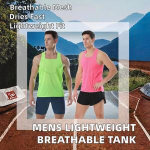 Mens Workout Lightweight Bonded Square Knitted Tank Top Breathable Sports Vest Polyester Quick Dry Marathon <b>Running</b> <b>Singlet</b> - Product Image 2