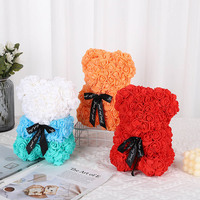 Ours en fleur artificielle de 25cm ours en rose pour la fête des mères cadeau parfait pour la Saint-Valentin anniversaire mariage anniversaire noël
