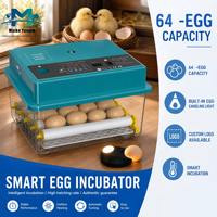 Incubateur entièrement automatique 64 œufs à contrôle numérique, retournement automatique, double alimentation, en plastique ABS haute transparence pour poulets et canards, OEM