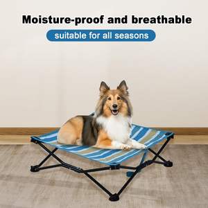 Cooling Elevated Portable <b>Dog</b> <b>Bed</b> Cot for <b>Large</b> <b>Dogs</b> Blue Striped XL Size with Removable Feature for Small Animals and Cats - Product Image 4