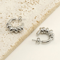 Boucles d'oreilles rondes en acier inoxydable pour femme, or 18K, mode titane ins boucles d'oreilles vent