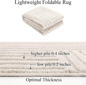 <span class=keywords><strong>Tappeto</strong></span> Moderno Lavabile in Finta Pelliccia Jacquard con Motivi Geometrici per Soggiorno, Morbido e Antiscivolo - Product Image 2