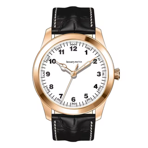 Reloj de Pulsera Mecánico de Negocios para Hombre de Lujo, Caja de Acero Inoxidable, Correa de Cuero, Resistente al Agua, Casual, con Manecillas - Product Image 1