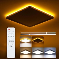 Plafonnier LED avec rétroéclairage doré, panneau rond encastré 24W avec rétroéclairage coloré pour plafond intérieur