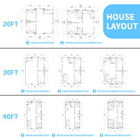 Maison Modulaire de Luxe en Conteneurs Maritimes Préfabriqués de 20, 30 et 40 pieds, Extensible, 2 Chambres, pour Bureau ou Station Balnéaire Extérieure