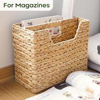 Boîte de rangement tissée en jacinthe d'eau naturelle, panier organisateur de magazines, idéale pour organiser des dossiers, des livres et des journaux