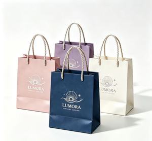 Best grade hot selling <b>drawstring</b> bags Cotton rope handle custom silver logo paper jewelry gift bags - Product Image 1