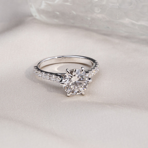 Bague de mode Messi Jewelry MSR-1848 PT950 avec diamant solitaire rond de laboratoire, bague en diamant cultivé en laboratoire - Product Image 1