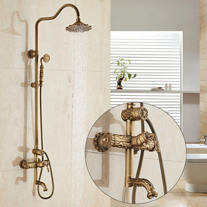 Ensemble <span class=keywords><strong>de</strong></span> <span class=keywords><strong>douche</strong></span> rétro européen en laiton tout en laiton eau froide et chaude antique sculpté pommeau <span class=keywords><strong>de</strong></span> <span class=keywords><strong>douche</strong></span> <span class=keywords><strong>mitigeur</strong></span> fini brossé - Product Image 2