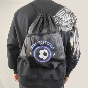 Promotional Custom Logo Draw <strong>String</strong> <strong>Bag</strong> 210D Polyester Sport Backpack Drawstring Nylon Gym <strong>Bags</strong> With Zipper Pocket - Product Image 2