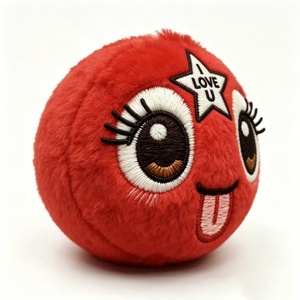 Peluche Personalizado con Lengua Fuera, Color Rojo, Ojos Grandes, Bordado 'I Love U' con Estrella, Relleno de Algodón PP, para Halloween, Edades 0-24 - Product Image 1