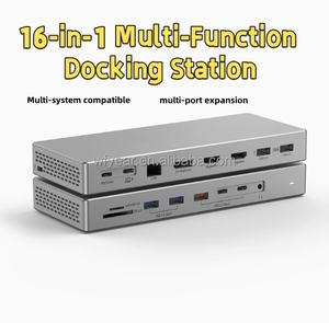 Hub USB-C a 2 Puertos DP, <span class=keywords><strong>Adaptador</strong></span> <span class=keywords><strong>Multipuerto</strong></span> 16 en 1, Estación de Acoplamiento para Monitor Triple 4K, Hub para Laptop de Aleación de Aluminio - Product Image 1