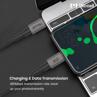 Cable de Carga Rápida Miccell PD 60W 3A, Cable USB Tipo-C a Tipo-C para iPhone, Xiaomi, Huawei