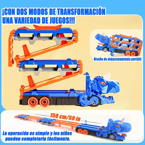 Camion de transport de dinosaures, <span class=keywords><strong>jouet</strong></span> interactif 2-en-1 transformable avec rampe de lancement, mini voitures de course et grand espace de <span class=keywords><strong>rangement</strong></span>, <span class=keywords><strong>pour</strong></span> enfants de 3 ans et plus - Product Image 6