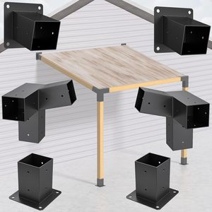 Supports de Pergola à 3 Voies, <span class=keywords><strong>Angle</strong></span> Droit, Kit de Base pour Poteaux de Travail du Bois DIY, Poutres en Bois pour Gazebos, Patios et Pergolas - Product Image 4
