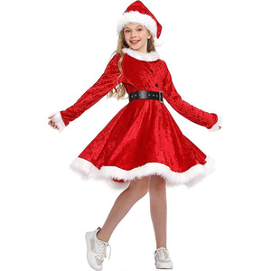Baige vendita calda Set di abiti natalizi <span class=keywords><strong>da</strong></span> <span class=keywords><strong>donna</strong></span> in velluto per adulti abbigliamento per ragazze Costume <span class=keywords><strong>da</strong></span> Babbo <span class=keywords><strong>Natale</strong></span> - Product Image 4