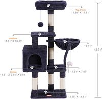 Arbre à chat moderne et confortable pour Noël, en bois et papier écologiques, avec perchoir rembourré en peluche, poteaux à gratter en sisal, hamac et jouet