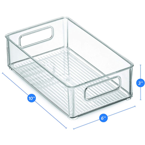 Set of 6 Large Packs Fridge Storage Bins For Freezer Fridge BPA Free Clear Stackable Plastic Refrigerator Organizer Bins