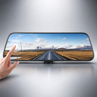 Yifuxin Layar Sentuh IPS 9,66 inci Nirkabel Portabel Carplay Android Auto Dual Dash Cam Depan/Belakang 1080P WiFi Penglihatan Malam