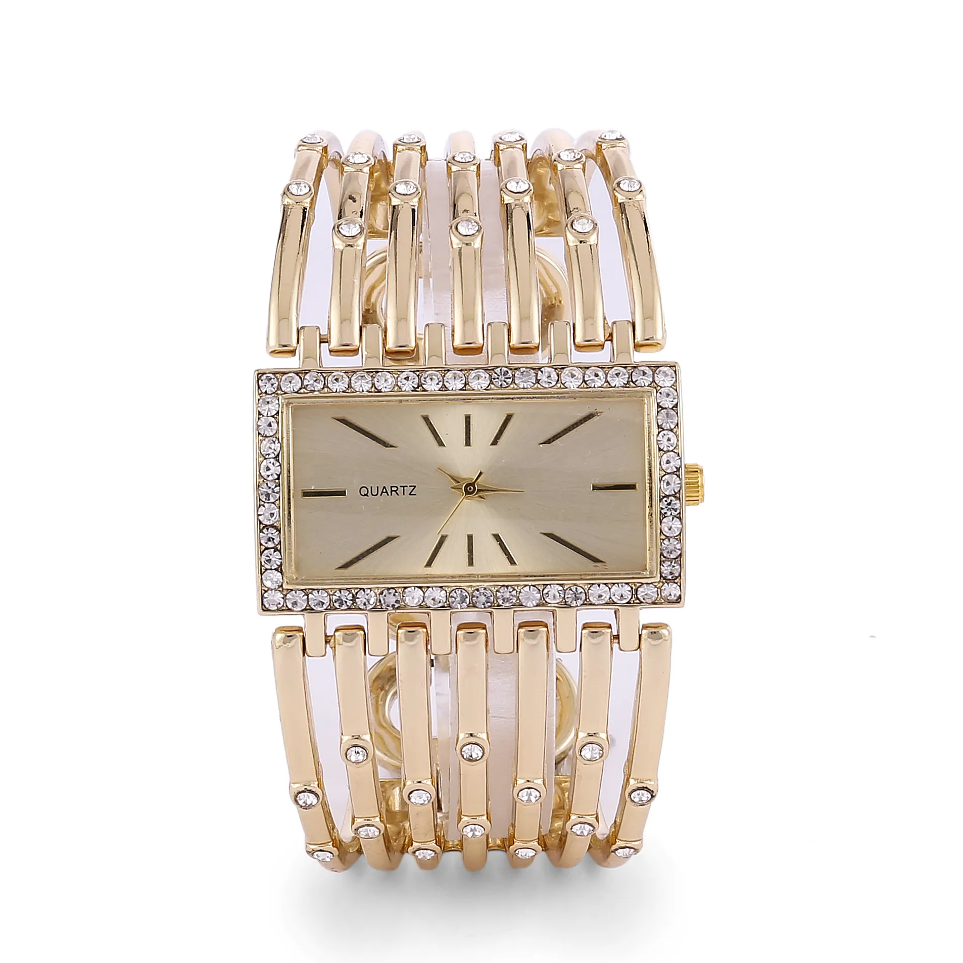 Popular Diamond-inlaid Rectangular Watch Bangle Black Bracelet Watches Rose Gold Steel Fashion Leather Women Wholesale