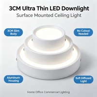 Plafonnier LED ultra-plat à montage en surface, sans découpe, en aluminium, éclairage moderne pour maison et bureau, boîtier noir et blanc