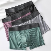 Caleçons boxers rayés sans couture pour hommes, taille mi-haute, très élastiques, confortables et respirants, shorts pour jeunes, vente en gros