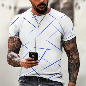 Top da uomo stile geometrico retrò con <span class=keywords><strong>stampa</strong></span> 3D t-shirt oversize Street Designer a maniche corte in tessuto - Product Image 4