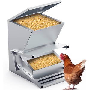 Mangeoire automatique pour poulets JH-Mech Conception efficace Grande capacité Mangeoire pour poulets à pédale en acier galvanisé robuste 15kg - Product Image 1