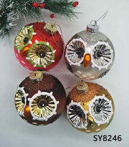 Adorno Colgante de Cristal de 8cm para Interiores, con Diseño de Bola de Búho, Hecho a Mano, Pintado a Mano, Color Personalizado, para Navidad - Product Image 2