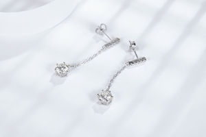 Boucles d'oreilles pendantes en argent 1CT avec pierre en silicone et moissanite tendance - Product Image 4