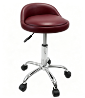 Tabouret de salon professionnel OEM personnalisé en PU, couleur réglable, hauteur ajustable, avec roulettes et dossier, pour usage en bureau ou en salon de coiffure