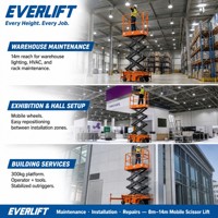 Plateforme élévatrice à ciseaux Everlift 8m 10m 12m 14m, plateforme de travail en hauteur électrique, nacelle hydraulique automotrice CE pour maintenance
