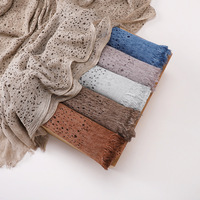 Nouveauté : Châles en viscose douce effet coton froissé pour femmes musulmanes, légers, unis, à franges, imprimés à pois, foulards hijabs