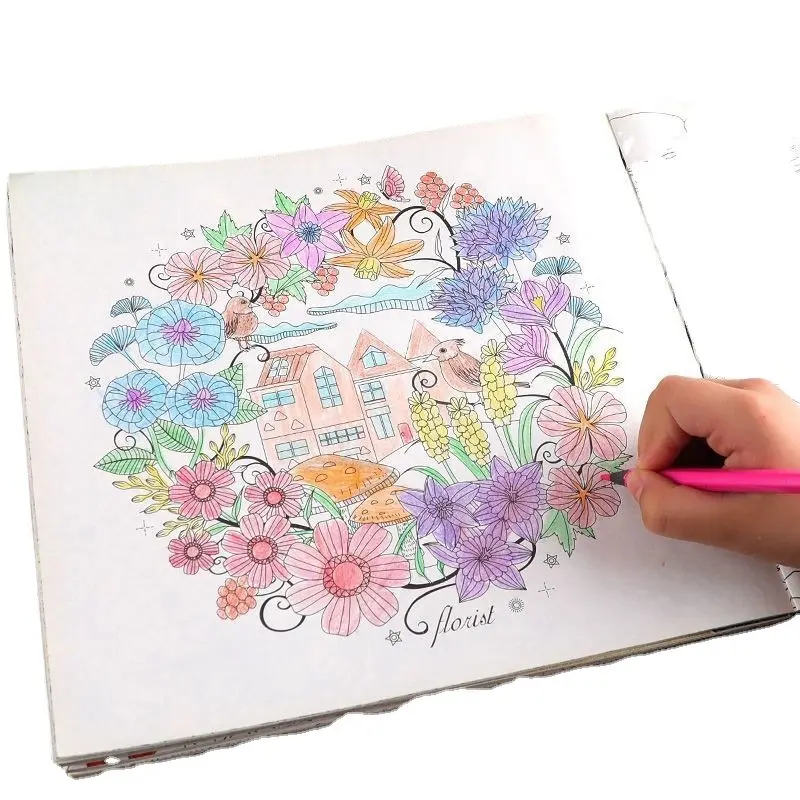Disegno a mano giardino segreto, studenti elementari pittura libro da colorare libro da colorare per adulti
